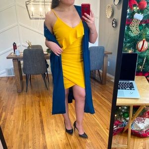Mustard Almost Famous Dress Ruffled Bodycon